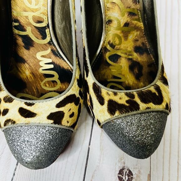 Sam Edelman Frances Leopard Glitter Block Heel Pump Size 8.5 - Picture 7 of 10
